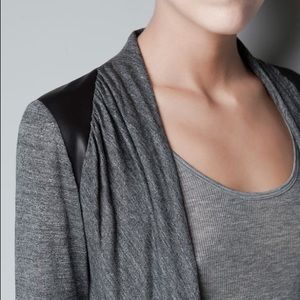 Zara cardigan with faux leather shoulder patches